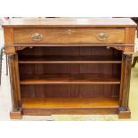 An early 20th century rosewood bookshelf, fitted with single drawer to top and two shelves below,