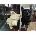 Spelter black and white Whisky Dogs (2) not on advertising plinth,