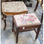 A George III mahogany stool, raised on square tapering legs, together with a Victorian walnut stool,