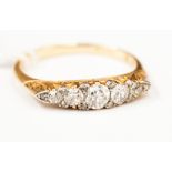 A five stone diamond ring set in 18ct gold, 5ct approx