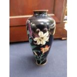 A Japanese Meiji cloisonné vase decorated with lilies approx 12cm high