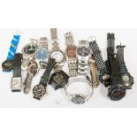 A collection of gentlemen's wristwatches including Accurist chronograph, Boss, Guess, etc (approx 16