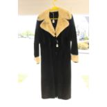 A 1960s black suede coat with inner ties with white Mink collar and cuff