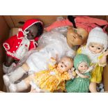 Five circa 1960s dolls, including opening and closing eyes, original clothing, rubber dolls
