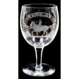 A large 19th century commemorative glass goblet, engraved to one side 'Boyne 1st July 1690',