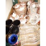 A part tea set with a Moorcroft bulbous vase (A/F) assorted glass vases and a large terracotta