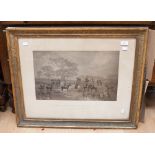 Two etchings comprising 'The Holderness Hunt 1875', framed and glazed plus 'The Great Fight',