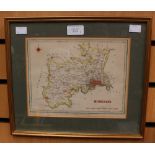 Two framed maps, comprising 'Svssesia, Sure Southlex olm pars Regnorvm', hand tinted, 22cm high and