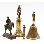 Four Napoleonic items of memorabilia - pipe tamper, silvered Britannia metal - Napoleonic mounted.