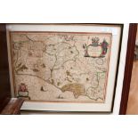 A large framed Italian map, entitled 'Campagna Di Roma, olim Latium: Patrimonio Di S.Pietro et