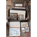 A box of assorted prints, etchings,