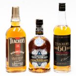 Teachers 10 year old highland cream, Teachers 12 year old Royal Highland whiskey and Teachers 60