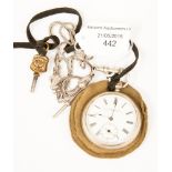 Silver pocket watch with fob and key 'John Mason'