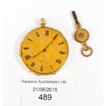 An 18ct gold fob watch,