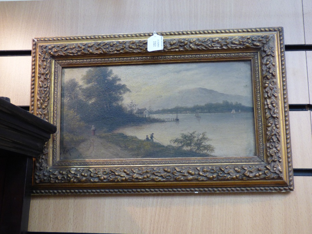 A framed oil on board, indistinctly signed to bottom right,