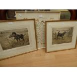 Wilkinson, Henry (1921-2011) a pair of signed sporting dog prints and a hunting print,