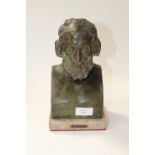 A bronze bust of Homer mounted on Italian marble base