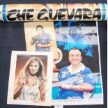 A small quantity of music related posters, Phil Taylor 15 times World Champion signed poster,