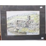 Colin Smithson (contemporary) Muker, Swaledale, watercolour and ink,