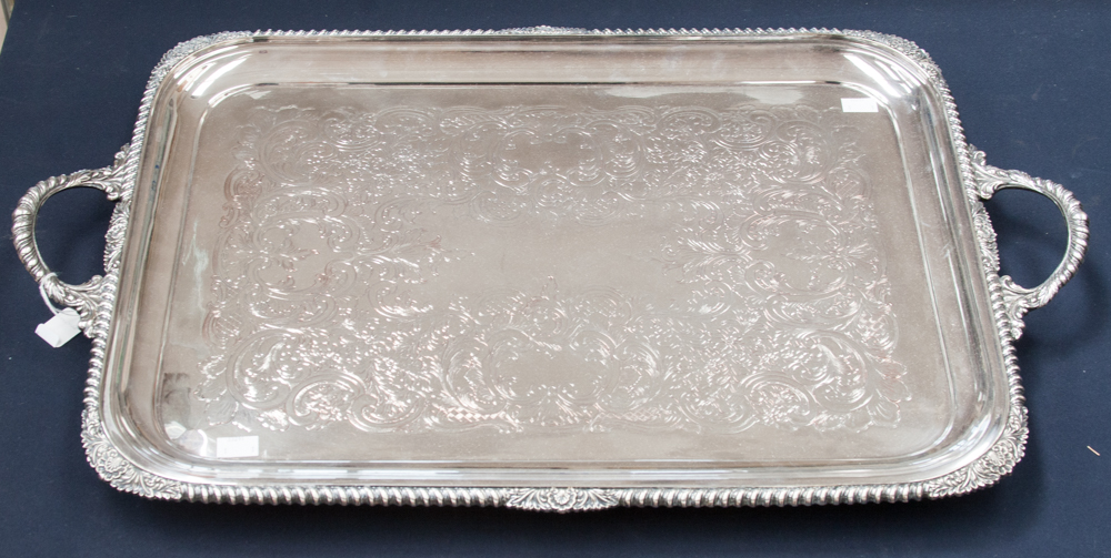 A Victorian EP on copper large twin handled tray