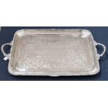 A Victorian EP on copper large twin handled tray