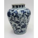A Chinese blue and white vase, mid 17th century,