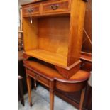 A modern yew veneered side table with a single drawer,