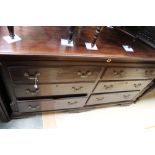 A George III mahogany Lancashire mule chest, with two dummy drawers and four drawers,