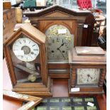 Three bracket clocks and two cribbage boards (5)