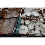 A Midwinter Stonehenge extensive tea and coffee service, together with two boxes of glassware,