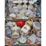 Two boxes of 19th and 20th Century ceramics, including Aynsley, Belleek, Royal Worcester, Imari,