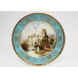 Aynsley china, a hand painted plate, Warwick Castle, J.