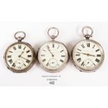 Three large silver pocket watches, Thomas Russel and Son,