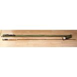 An antique fishing rod by Geo Wilkins and Son Redditch (Trout) Greenhart wood with textile case