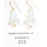 Pair of opal bell earrings on 9ct gold hooks