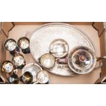 A silver plated three piece tea set Adie Brothers;