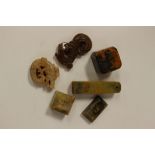 A collection of jade or jadeite/onyx carvings,