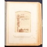 A Victorian brown leather bound photograph album and contents, mostly family scenes,