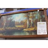 A large framed oil on canvas, indistinctly signed to bottom right,