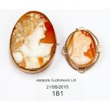 A 19th Century shell cameo brooch,