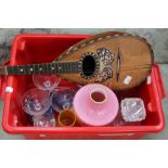 A box of glassware and a mandolin