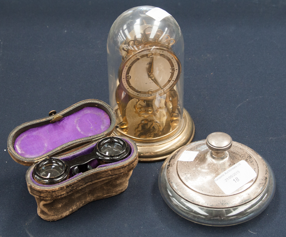 A silver topped glass dressing table jar,