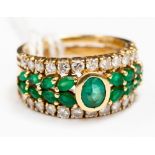 An 18ct gold, emerald and diamond ring, approx 0.