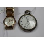 **NEW GUIDE**A 1950s Everite watch 9ct gold case on expanding bracelet and a white metal 'Limit'