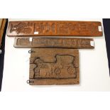 Three carved wood biscuit moulds, 19th century or later, depicting various images of windmills,