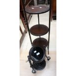 A treen shaving mirror and cake stand (2)