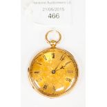 ***VENDOR WITHDRAWN ****A Victorian 18ct gold cased pocket watch with gold engraved dial,