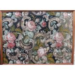 A mid Victorian woolwork panel, believed to have been made during the 1860's fitted in an oak frame,