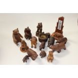 Assorted Black Forest carved wooden bears