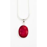 A Ruby pendant necklace, the multi-faceted dyed natural stone of approximately 10ct,